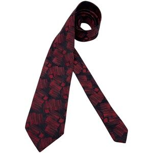CARNAVAL DE VENISE Black/Red Geometric Art Silk LUXURY Tie HANDMADE ITALY